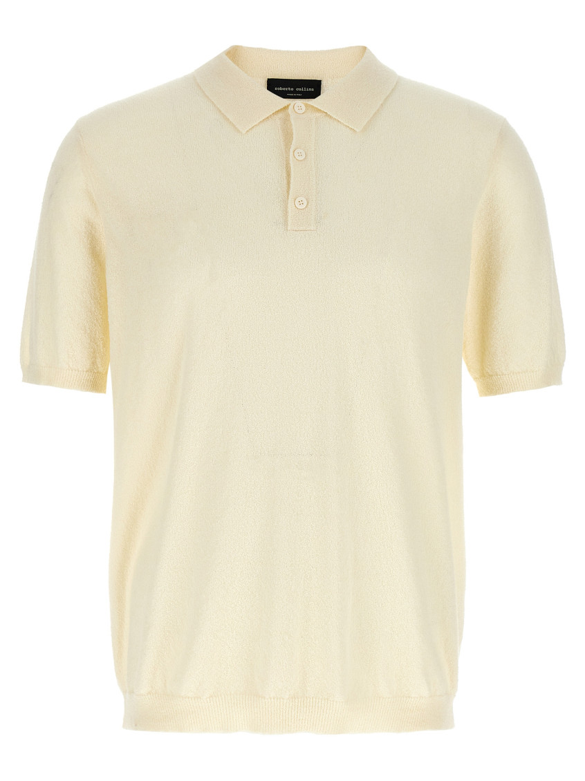 Roberto Collina Ribbed Collar Cotton Polo Shirt In White