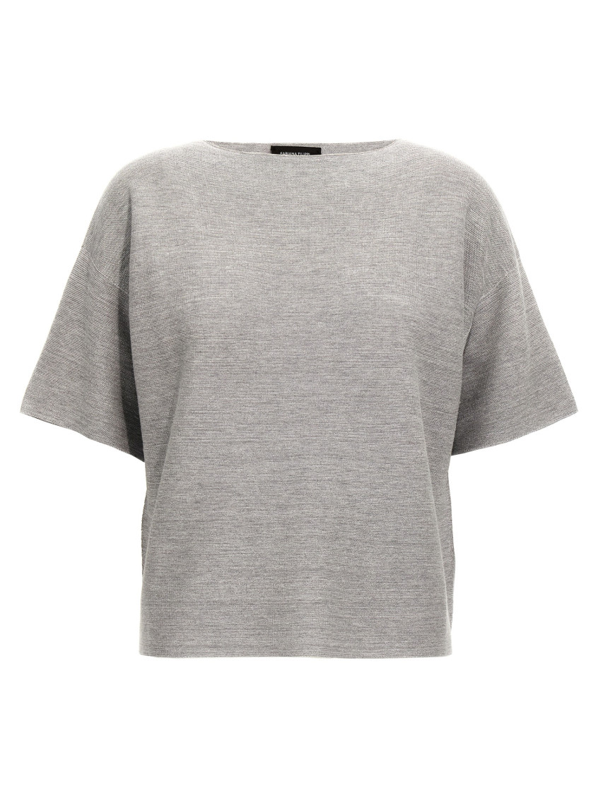 Fabiana Filippi Shiny Cotton Sweater Sweaters And Cardigans Gray In Grey