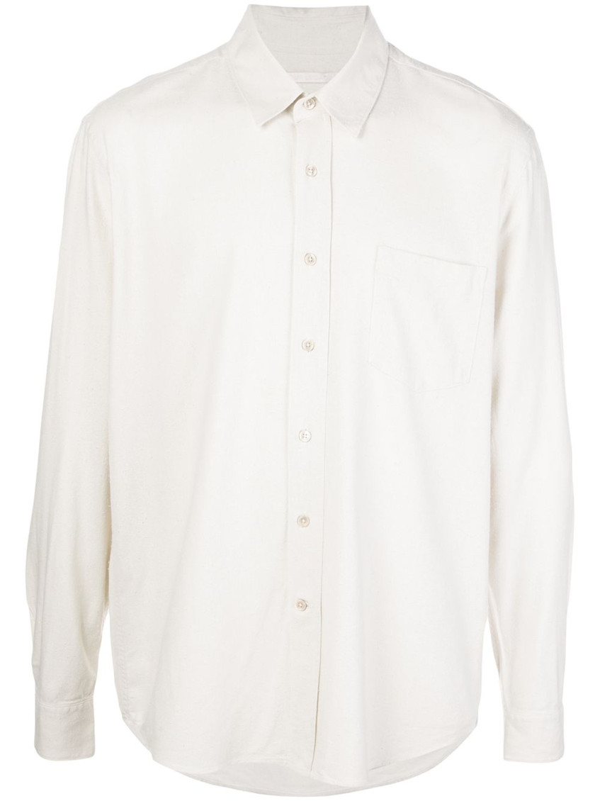 Our Legacy White Silk Classic Shirt With Curved Hem In White