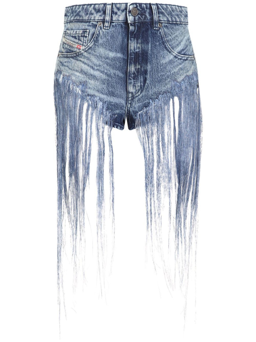 Shop Diesel Blue Fringe-detailing Shorts In Sky Blue