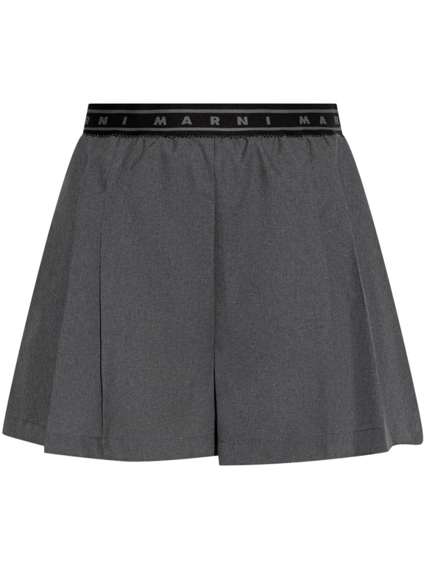 Marni Pleated Shorts With Branded Band In Grey