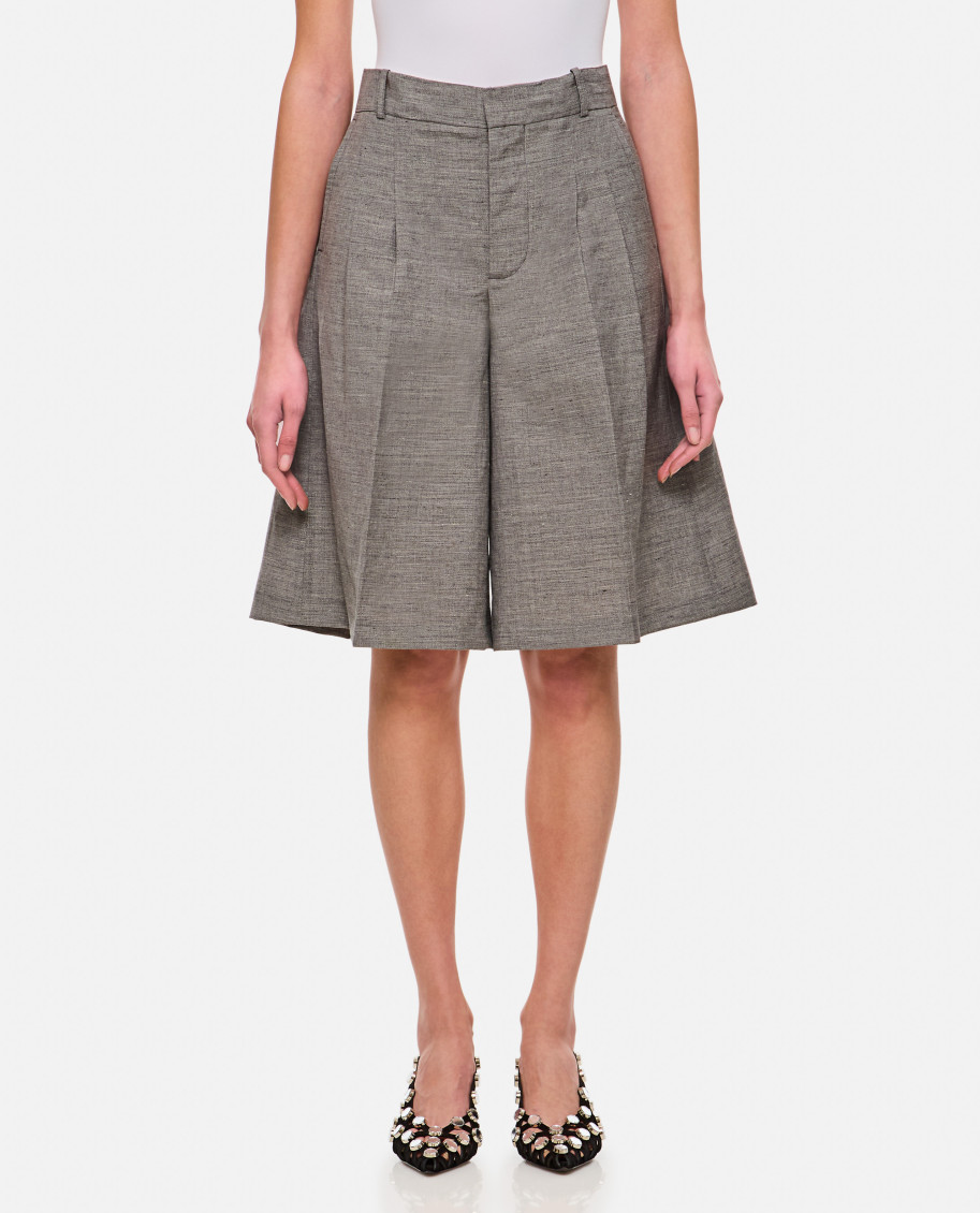 Durazzi Milano Pleated High-waist Shorts In Grey