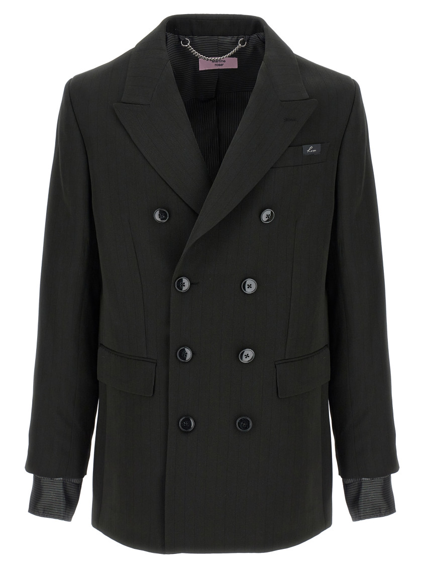 Shop Martine Rose Black Striped Double-breasted Blazer