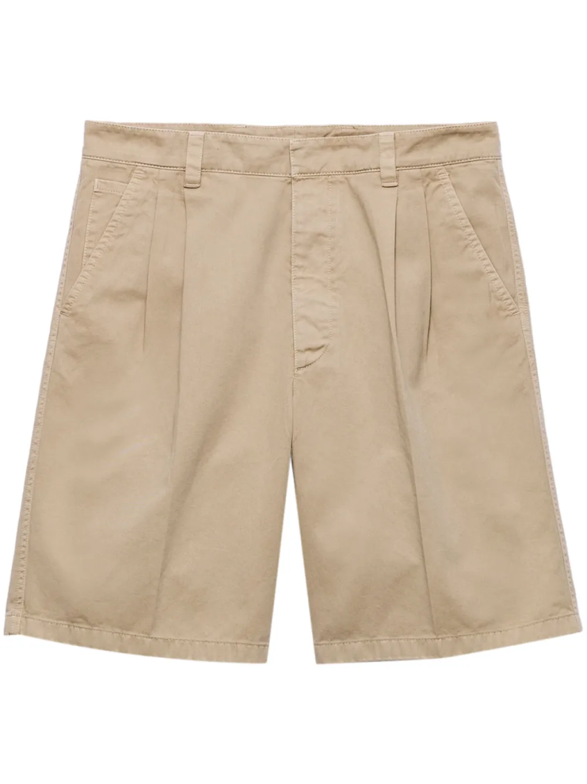 Prada Cotton Bermuda Shorts In Beige