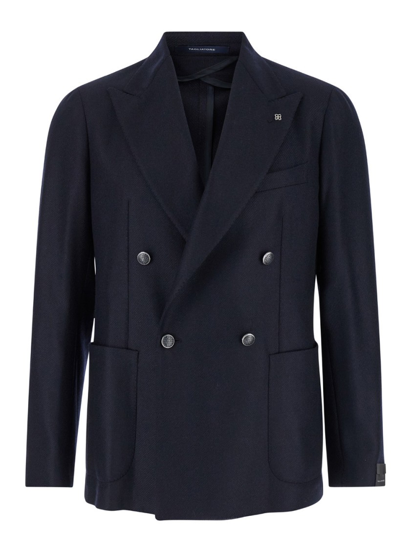 Shop Tagliatore Blue Double-breasted Blazers