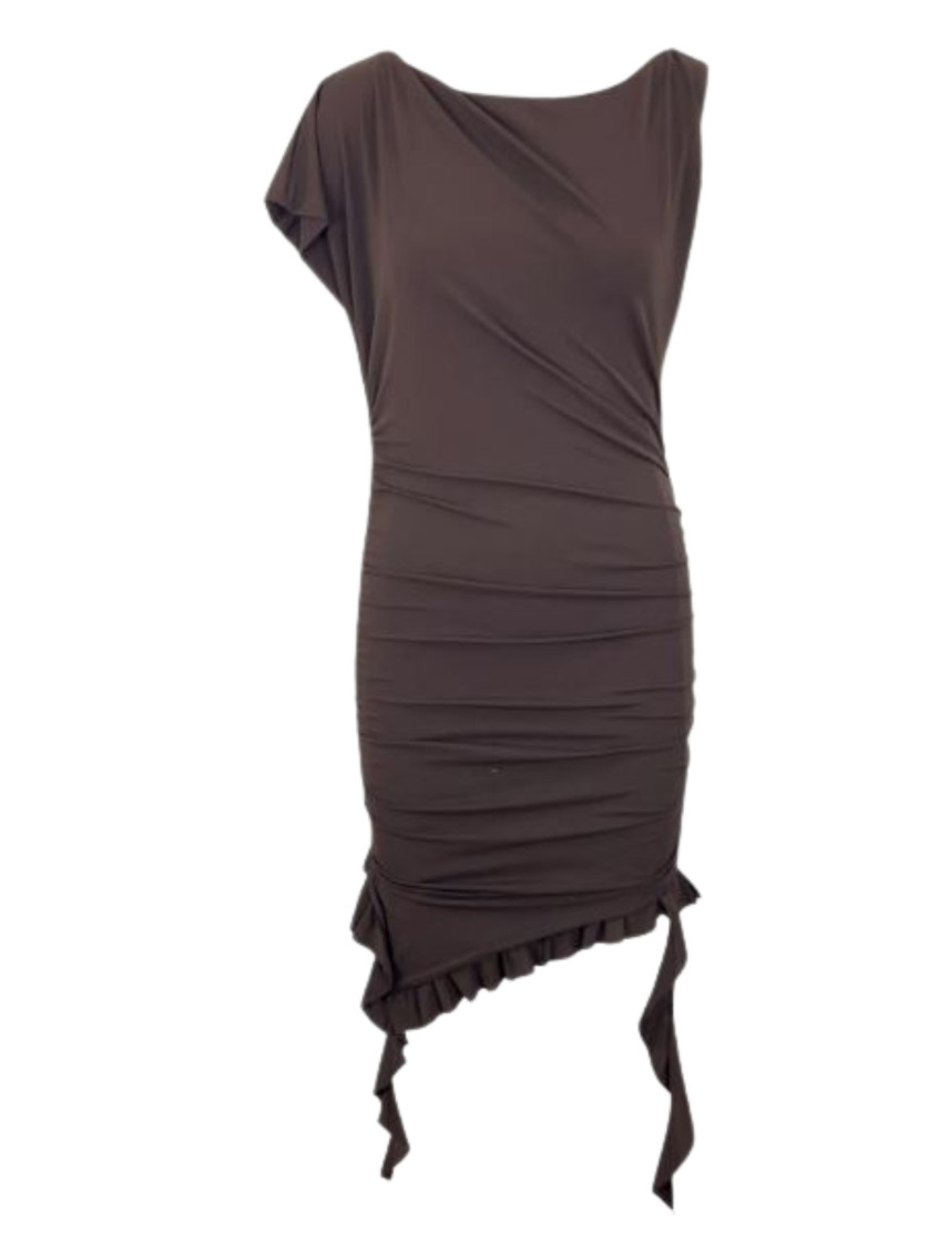 taylor swift brown dress eras tour Bella Boatneck Drop Waist Mini Dress | Off-White Denim main image 0