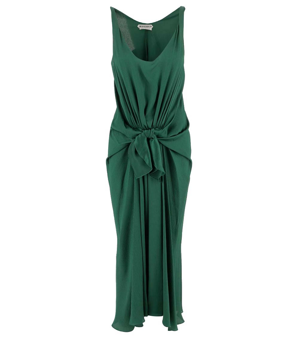 JW Anderson Dark Green Round Neck Knotted Midi Dress for Women Online India at Darveys.com JW Anderson Dark Green Round Neck Knotted Midi Dress for Women Online India at Darveys.com