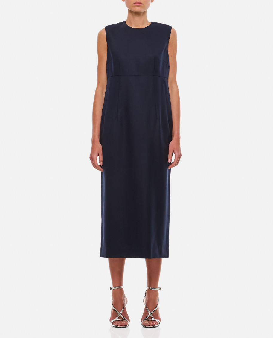 COMME DES GARÇONS DARK BLUE WOOL MIDI DRESS 