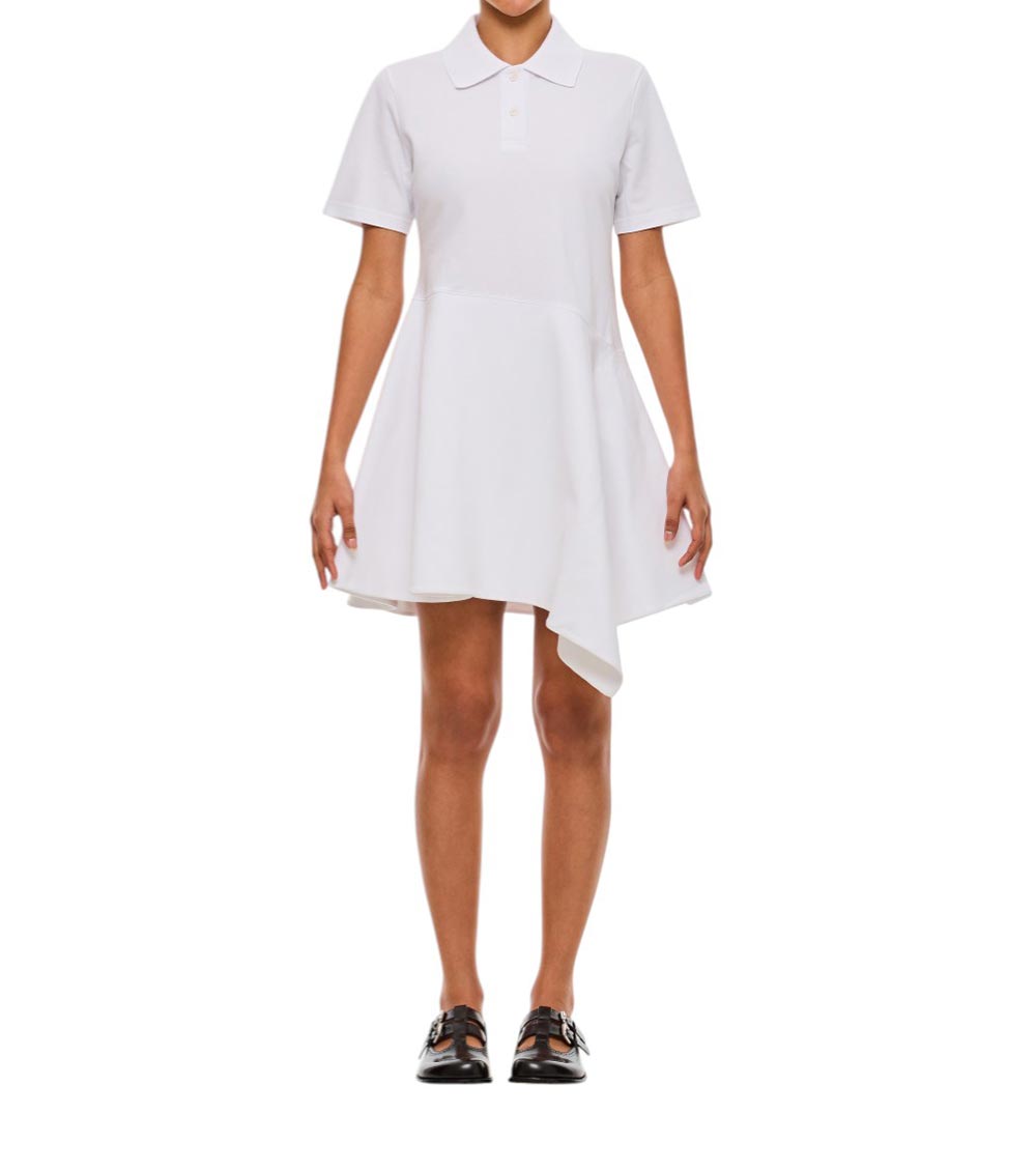 Jw Anderson Asymmetric Mini Polo Dress In White