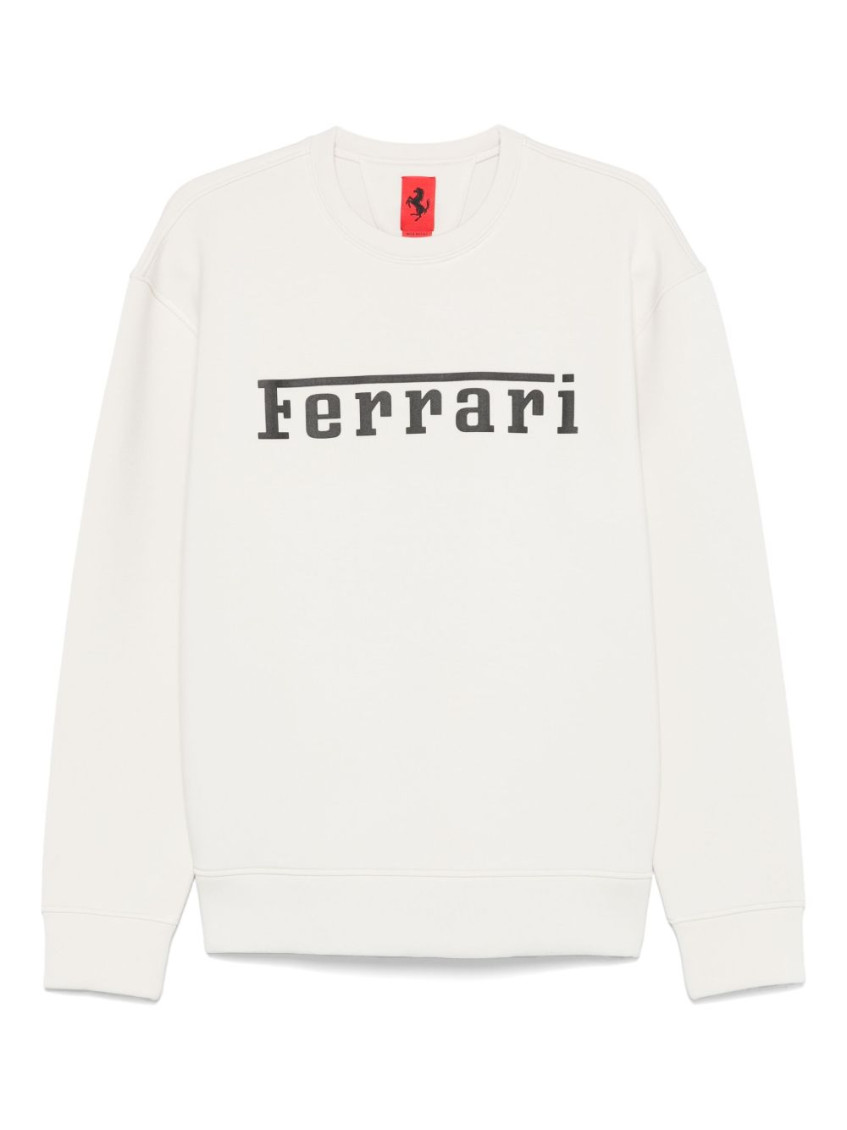 Ferrari Ecru Sweatshirt With Prominent Logo