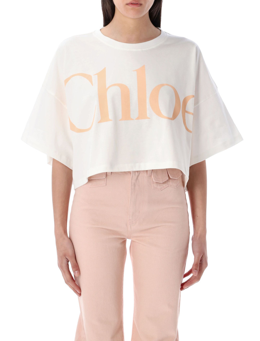 Shop Chloé White Logo T-shirt