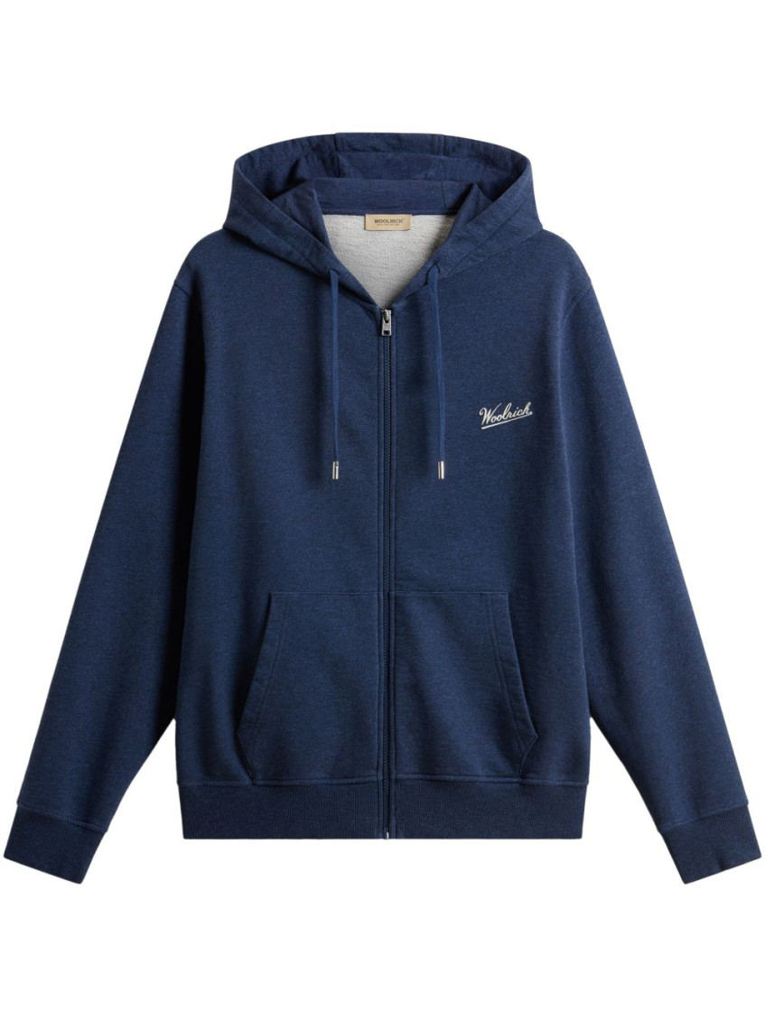 Woolrich Cotton Zip-up Hoodie With Adjustable Drawstring And Front Pockets
