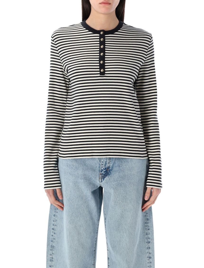 Shop Anine Bing Blackwhite Long Sleeve T-shirt