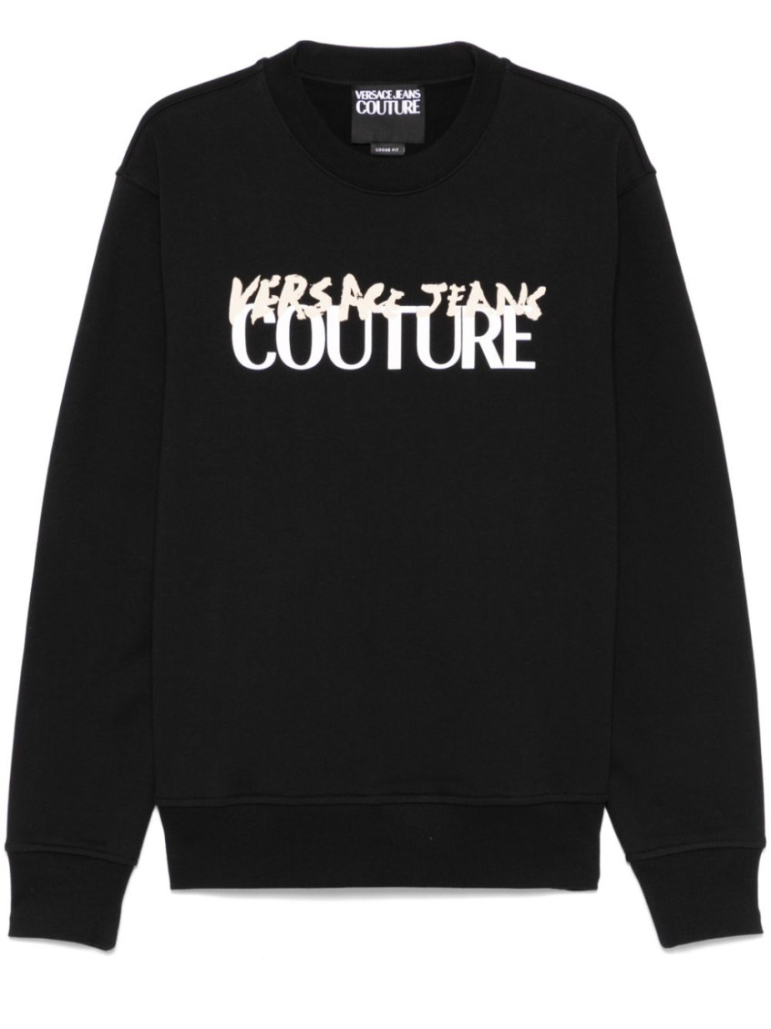 VERSACE JEANS COUTURE BLACK CREWNECK LOGO SWEATSHIRT 