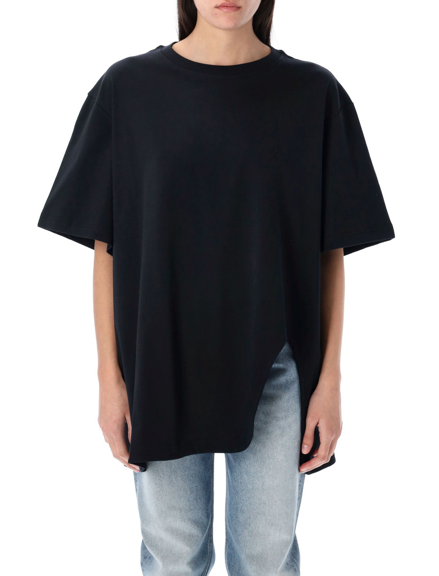 Attico Asymmetric Oversized Round Neck Short Sleeve Top