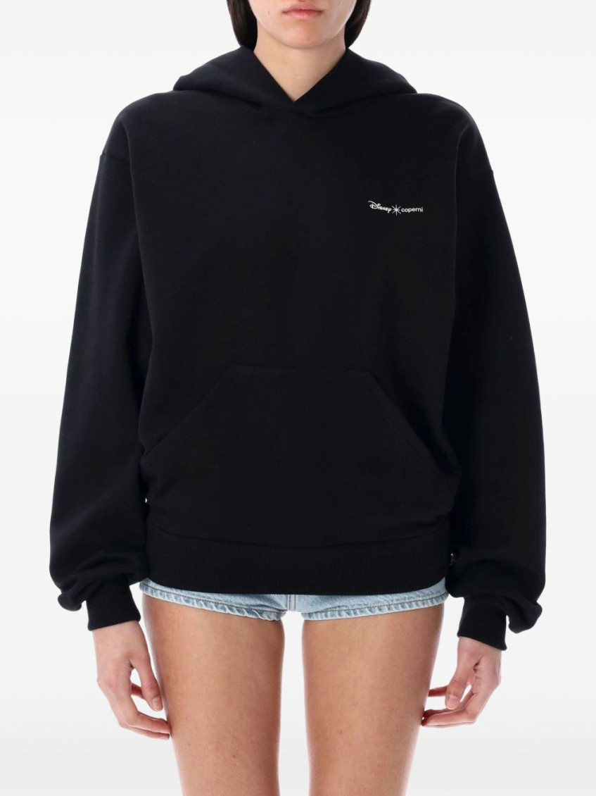 Coperni Black Sweatshirt With Logo Lettering And Front Kangaroo Pocket In Cotton Woman