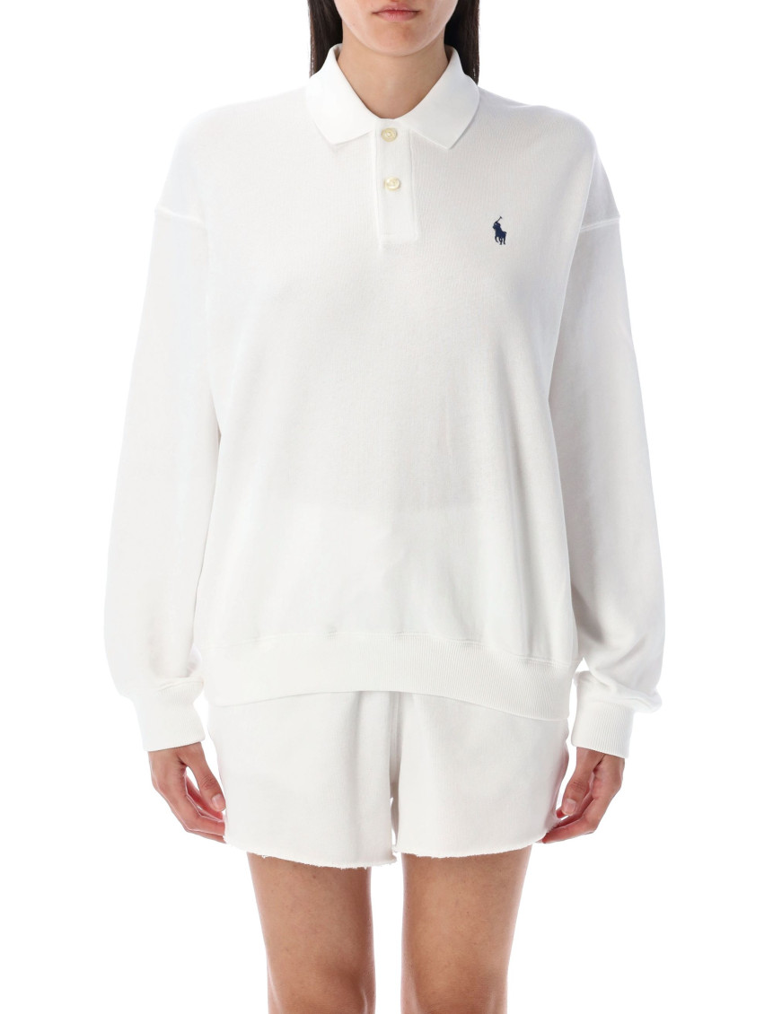 Shop Ralph Lauren White Knit Collar Sweatshirt
