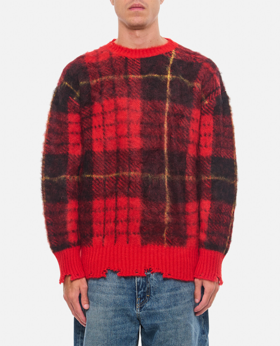 Alexander Mcqueen Check Pattern Distressed Jumper