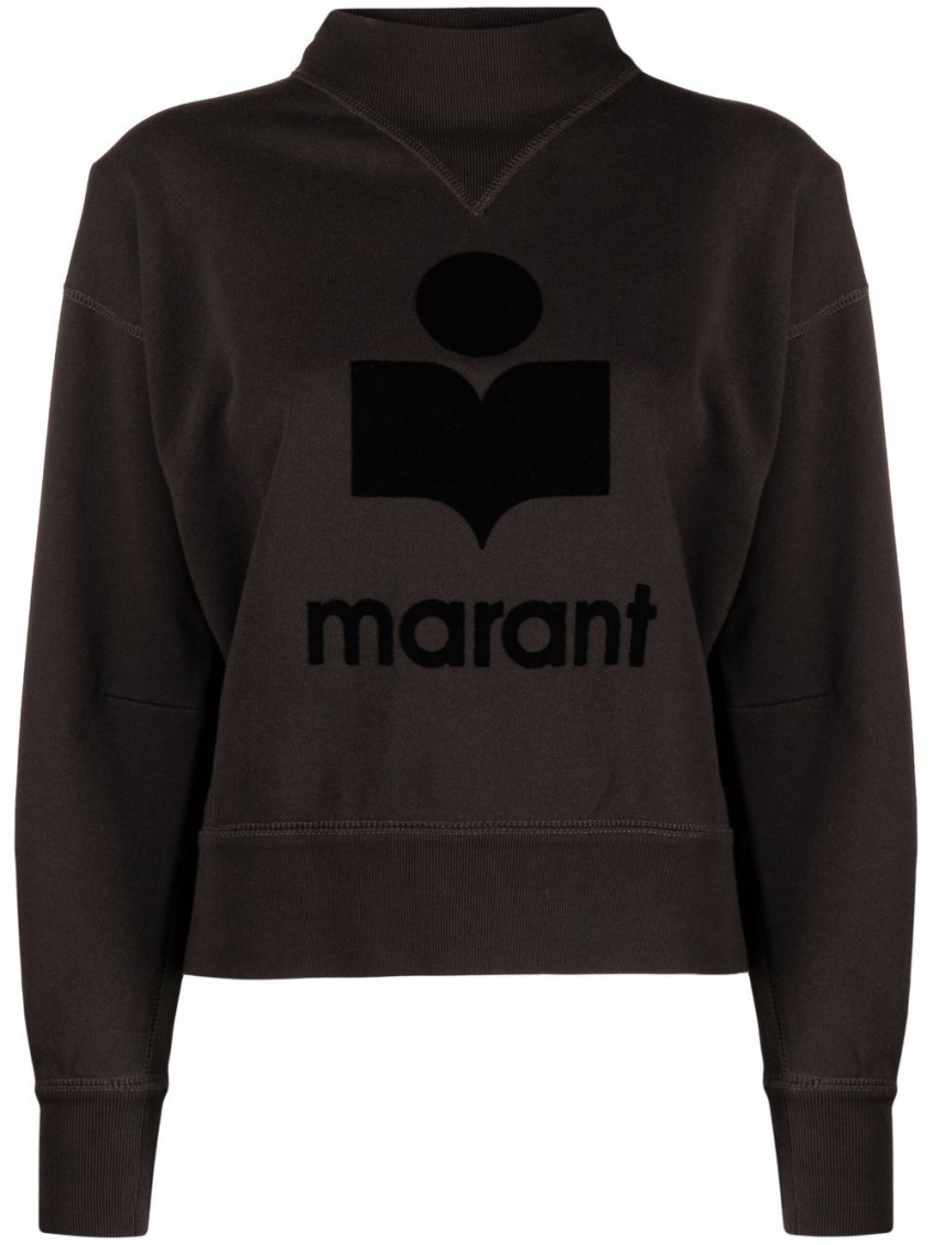 Isabel Marant Dark Grey Moby Logo Sweatshirt In Grey