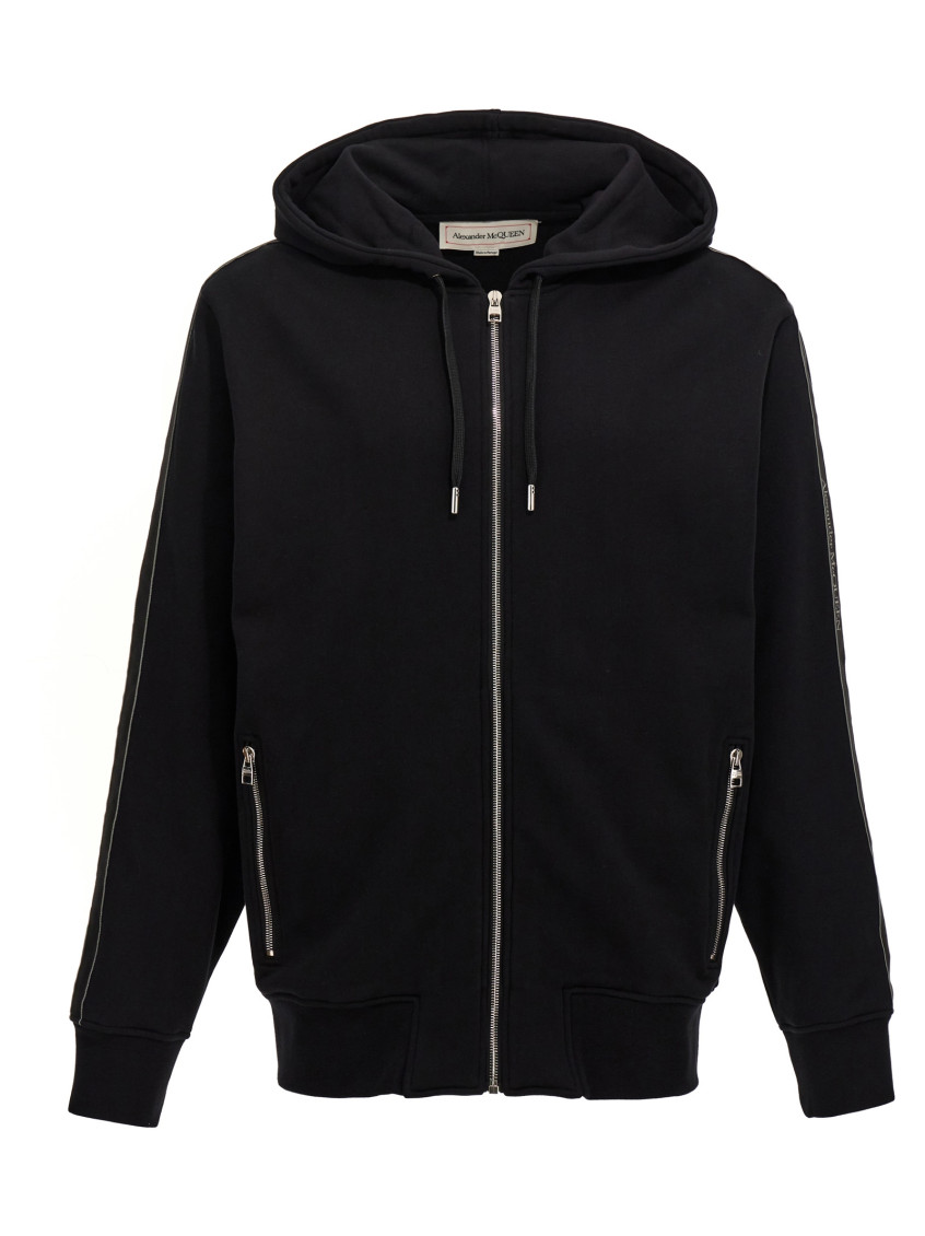 Alexander Mcqueen Logo Zipper Sweatshirt In Black
