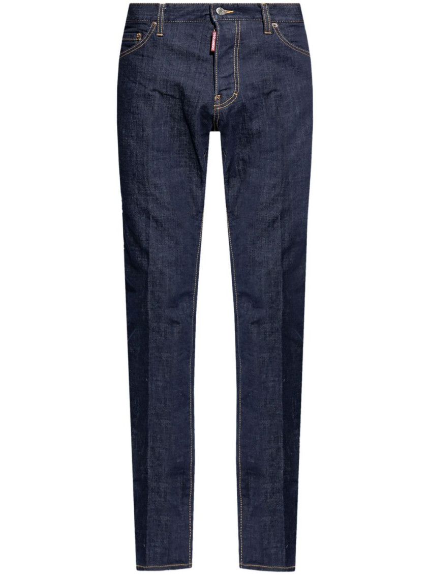 Shop Dsquared2 Indigo Blue Low-rise Jeans