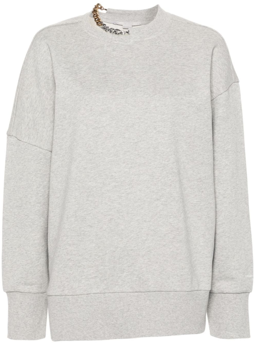 Stella Mccartney Crewneck Organic Cotton Sweatshirt With Chain. In Grey