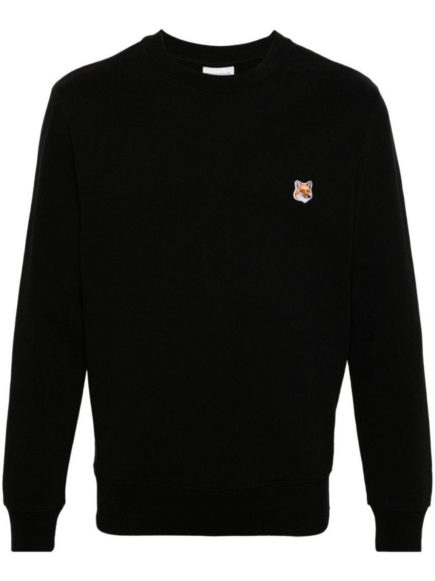 Maison Kitsuné Black Fox Head Long Sleeve T-shirt In Black