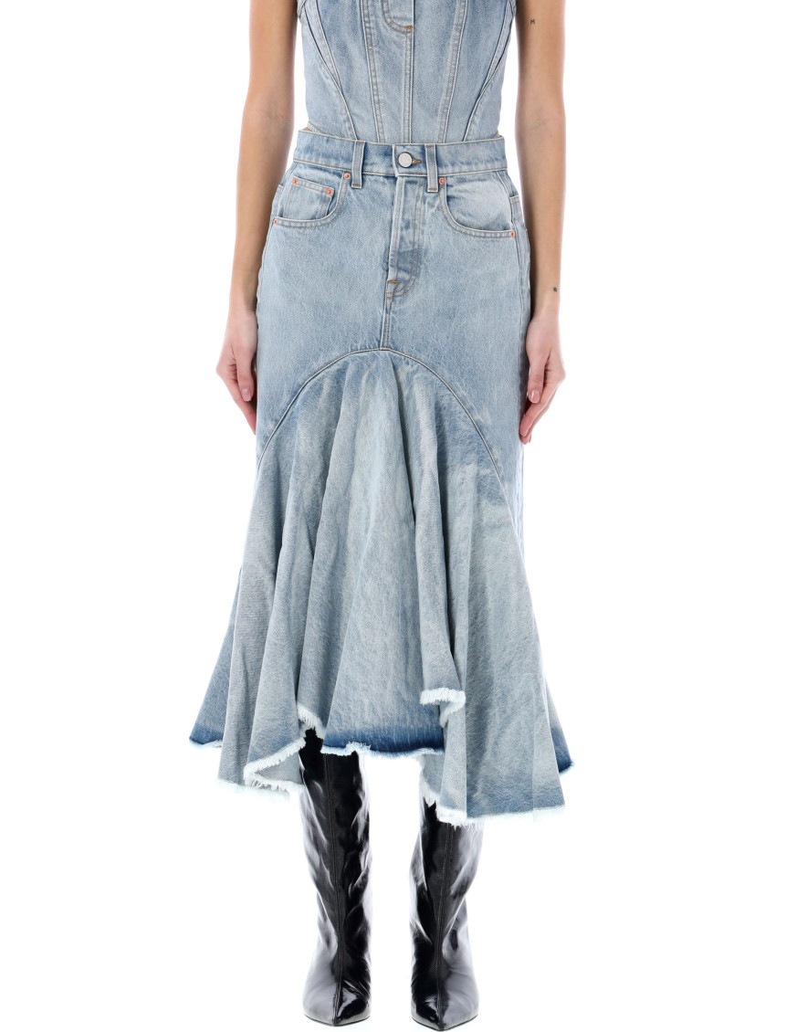 Shop Vetements Blue Denim Midi Skirt