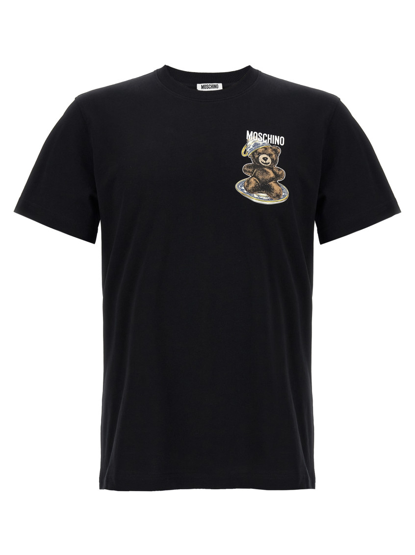 Moschino Black Cotton T-shirt With Bear Print In Black