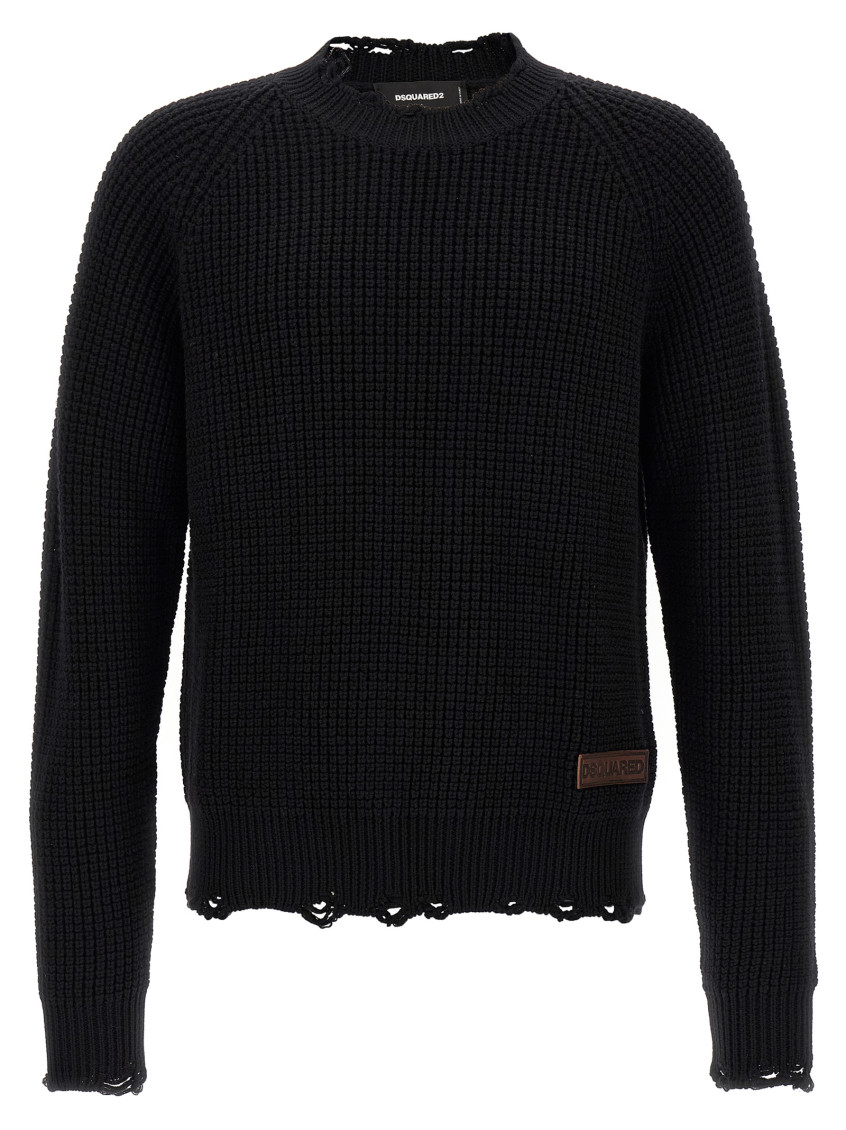 Dsquared2 Destroyed Sweaters And Cardigans Black In Black