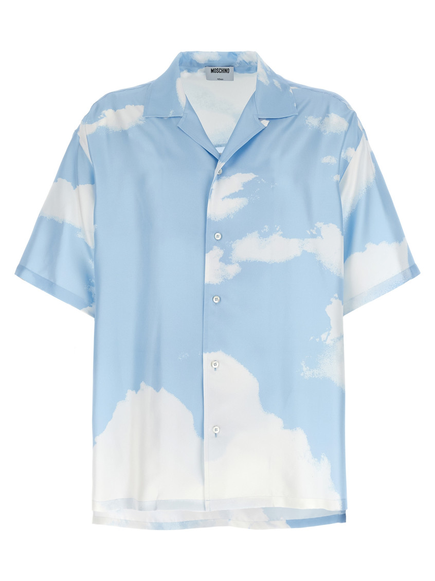 Moschino Cloud Print Silk Shirt In Blue