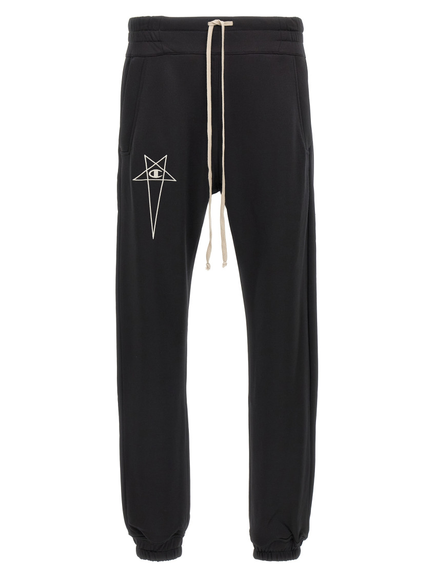 Rick Owens Black Champion Edition Prisoner Drawstring Sweatpants