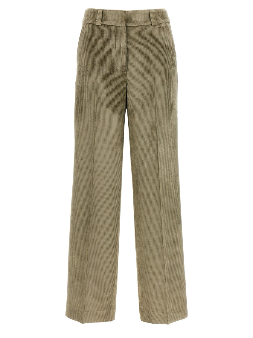 Peserico Wide Leg Corduroy Trousers With Belt Loops