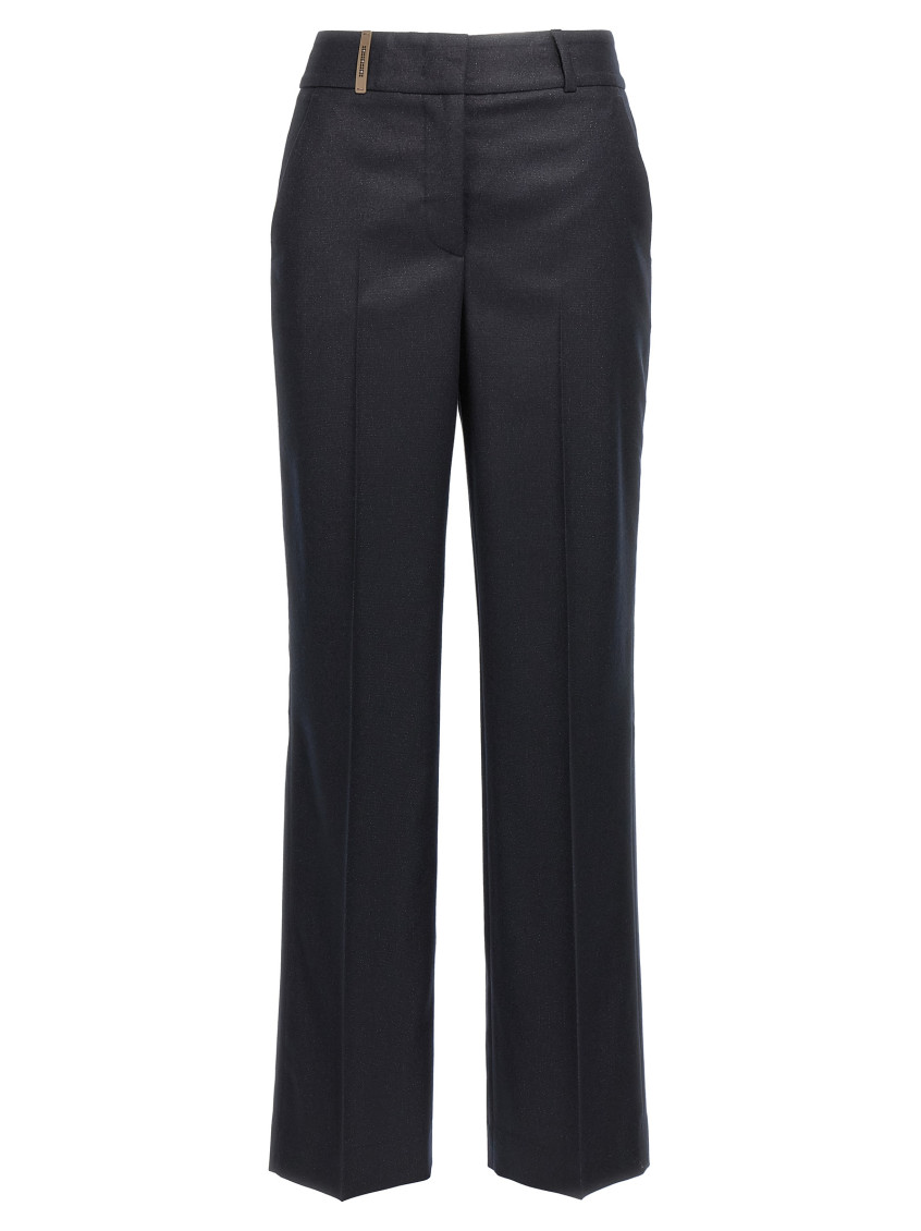 Peserico Flannel Lurex Trousers Back Pockets In Black