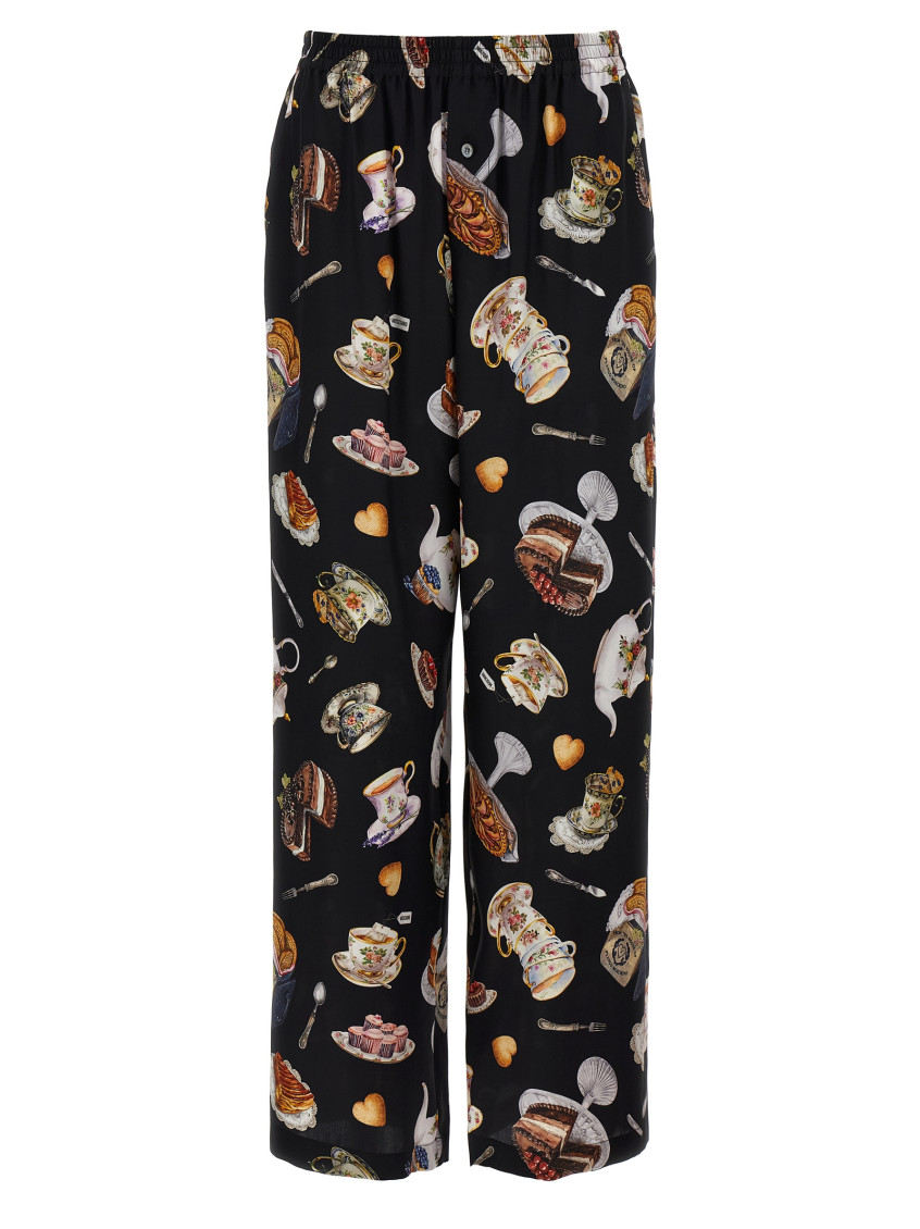 Moschino Pants Featuring Elastic Waistband Print In Black