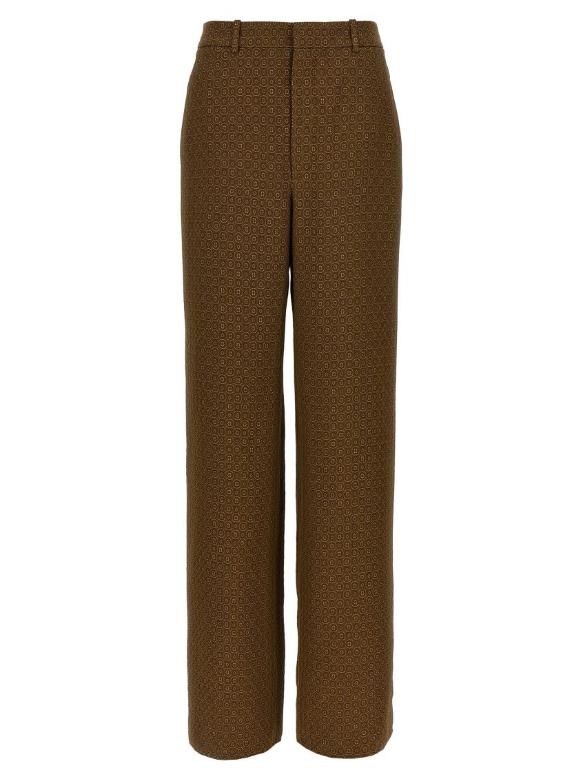 Saint Laurent Twill Pants Featuring All-over Pattern In Brown