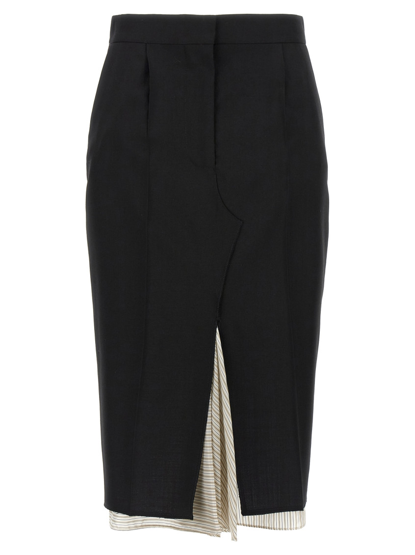 Marni Wool Midi Skirt Exposed Lining In Black
