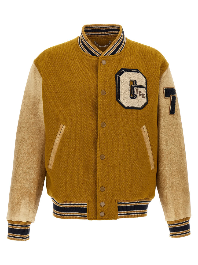 Golden Goose Wool And Leather Bomber Jacket In Orange