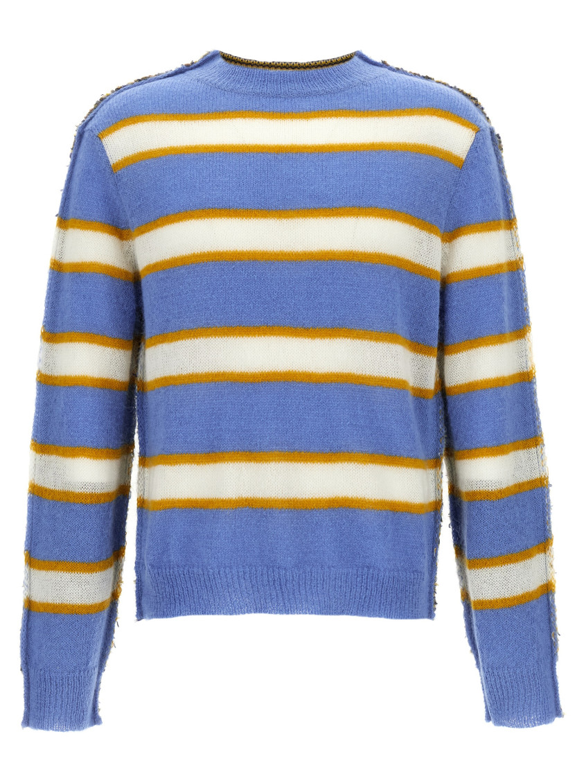 Marni Striped Pattern Round Neck Sweater In Blue
