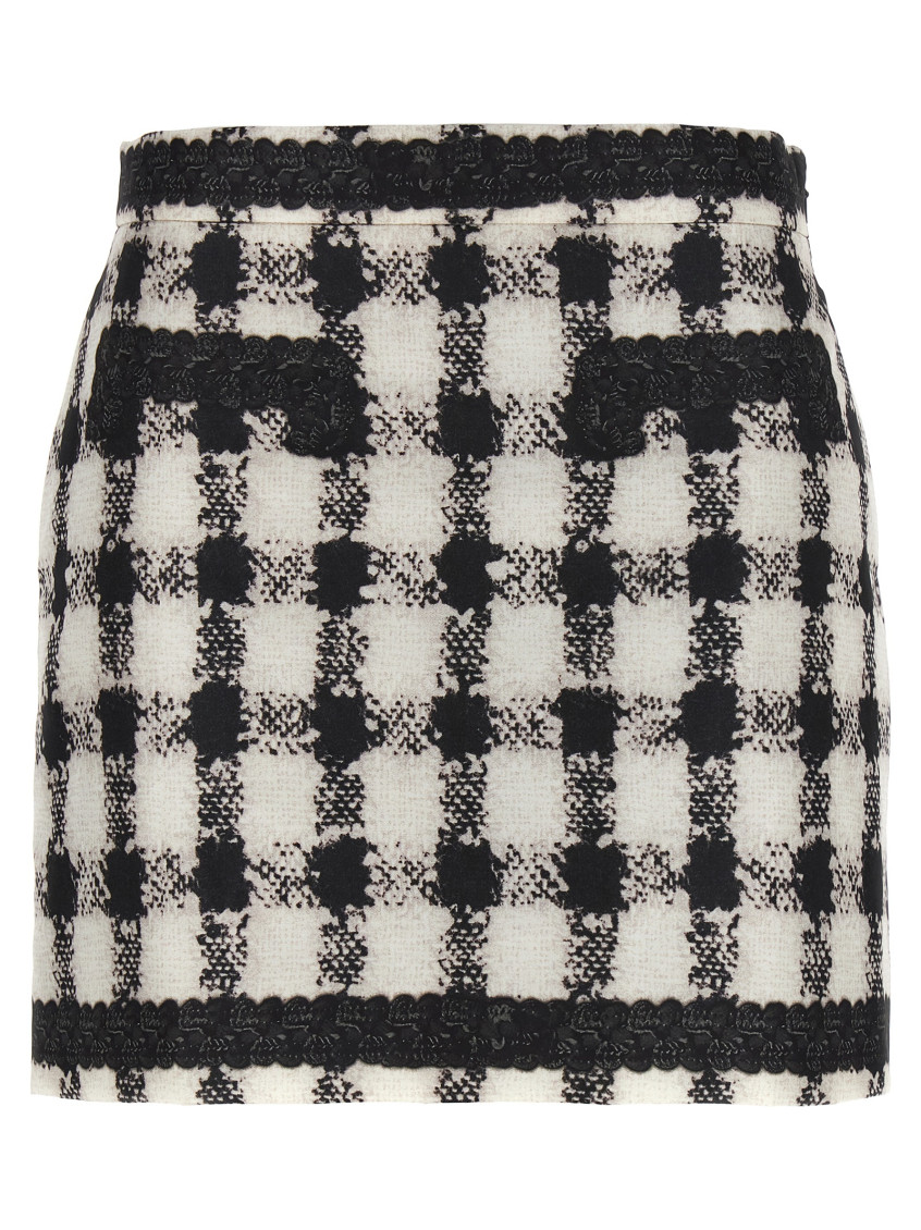 Moschino Blackwhite Texture Print Mini Skirt In Black