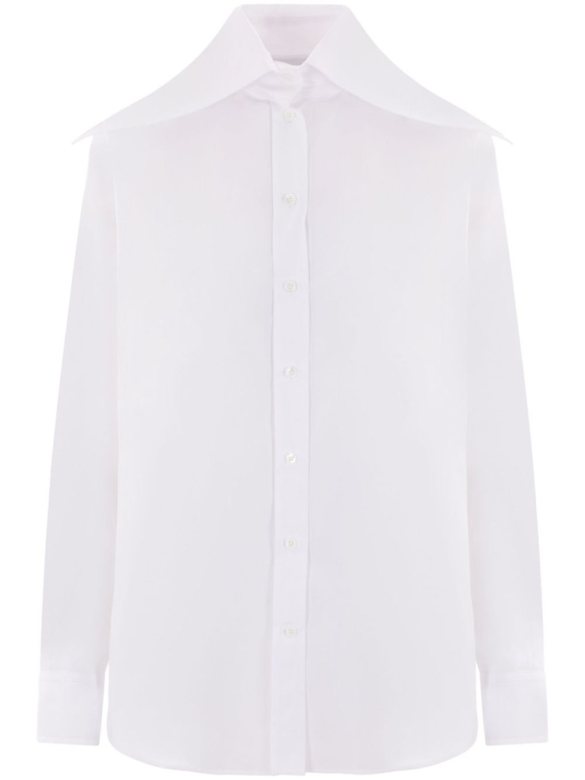 Alexander Mcqueen Cotton Shirt With Wide Collar In White