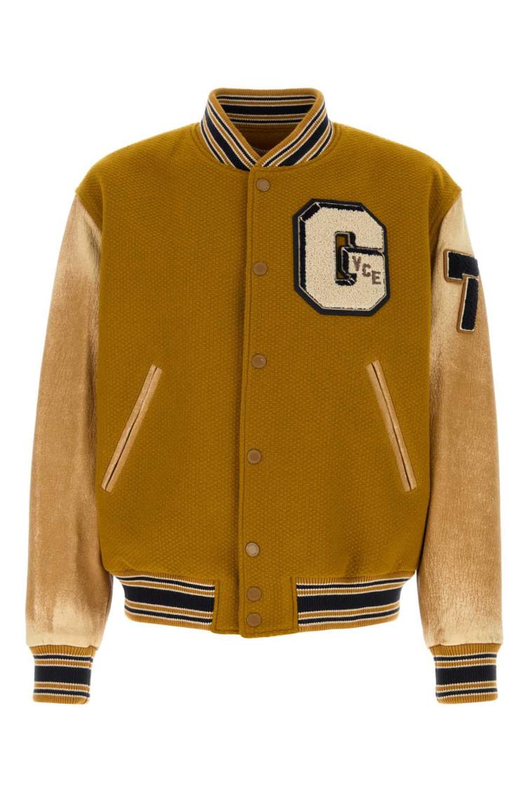 Golden Goose Wool And Leather Bomber Jacket In Orange