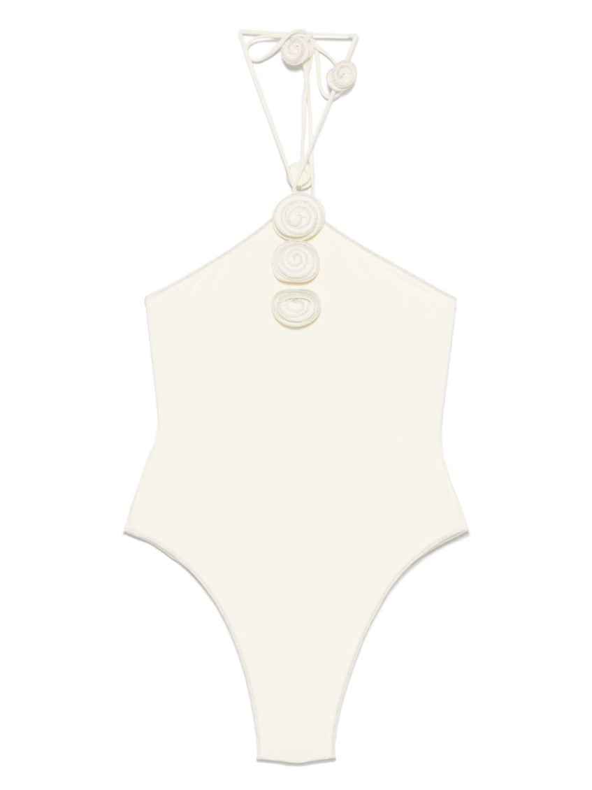 La Reveche White Flower-detailing Swimsuit In Pink