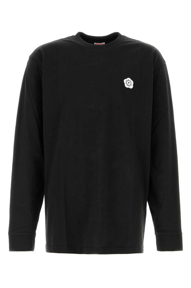Kenzo Crew Neck Graphic Print Long Sleeves T-shirt In Black