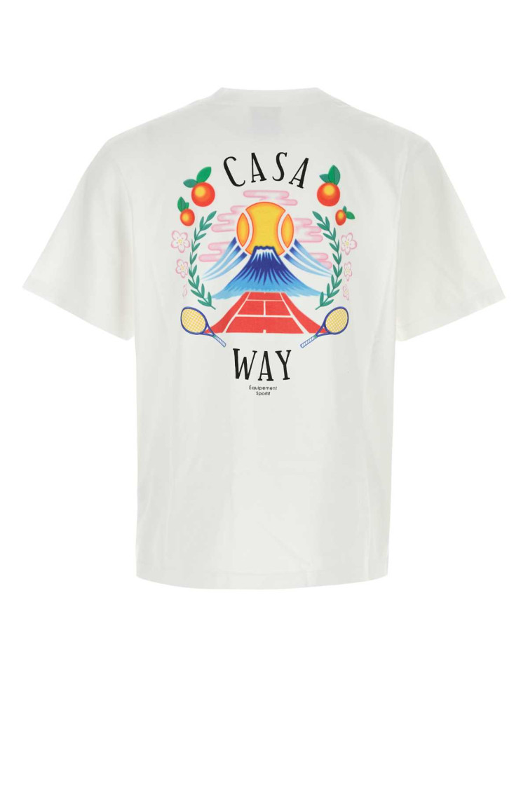 Tシャツ・カットソー Casablanca White cotton t-shirt (MPF25JTS00108 CASWAYMOU) Casablanca White Cotton T-shirt for Men Online USA at