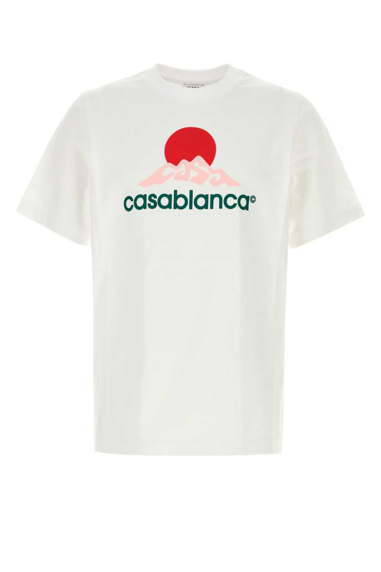 Casablanca White Crewneck T-shirt With Logo On The Front