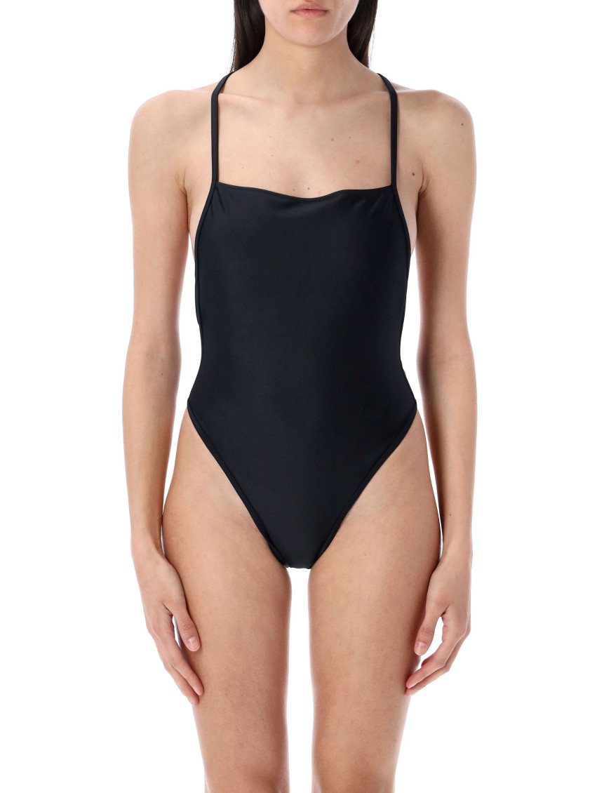 Marine Serre Black Crescent Moon Swimsuit In Blue