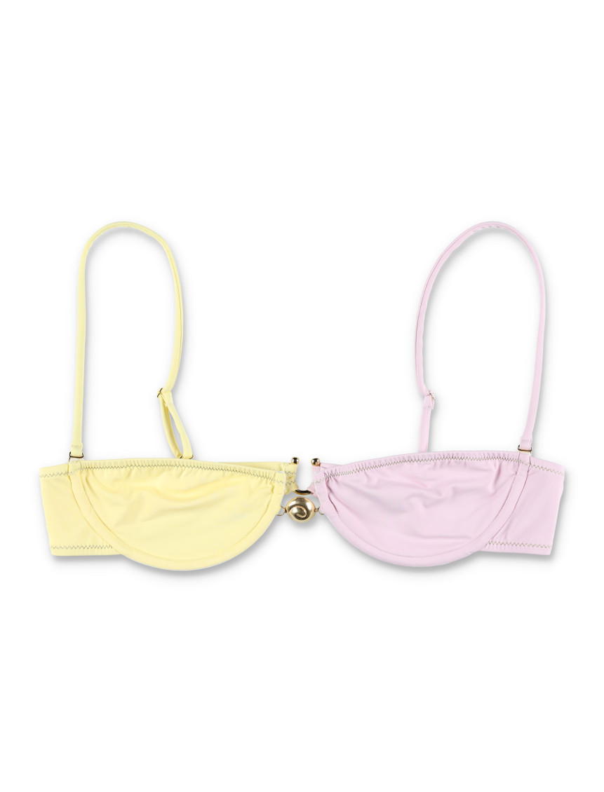 Reina Olga Adjustable Straps Color-block Tie-side Bikini In Pink