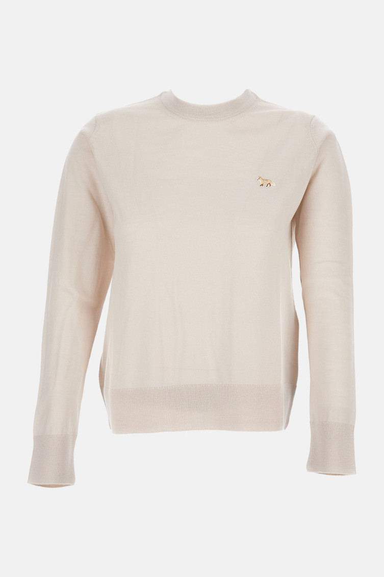 Maison Kitsuné Light Beige Baby Fox Wool Jumper In White