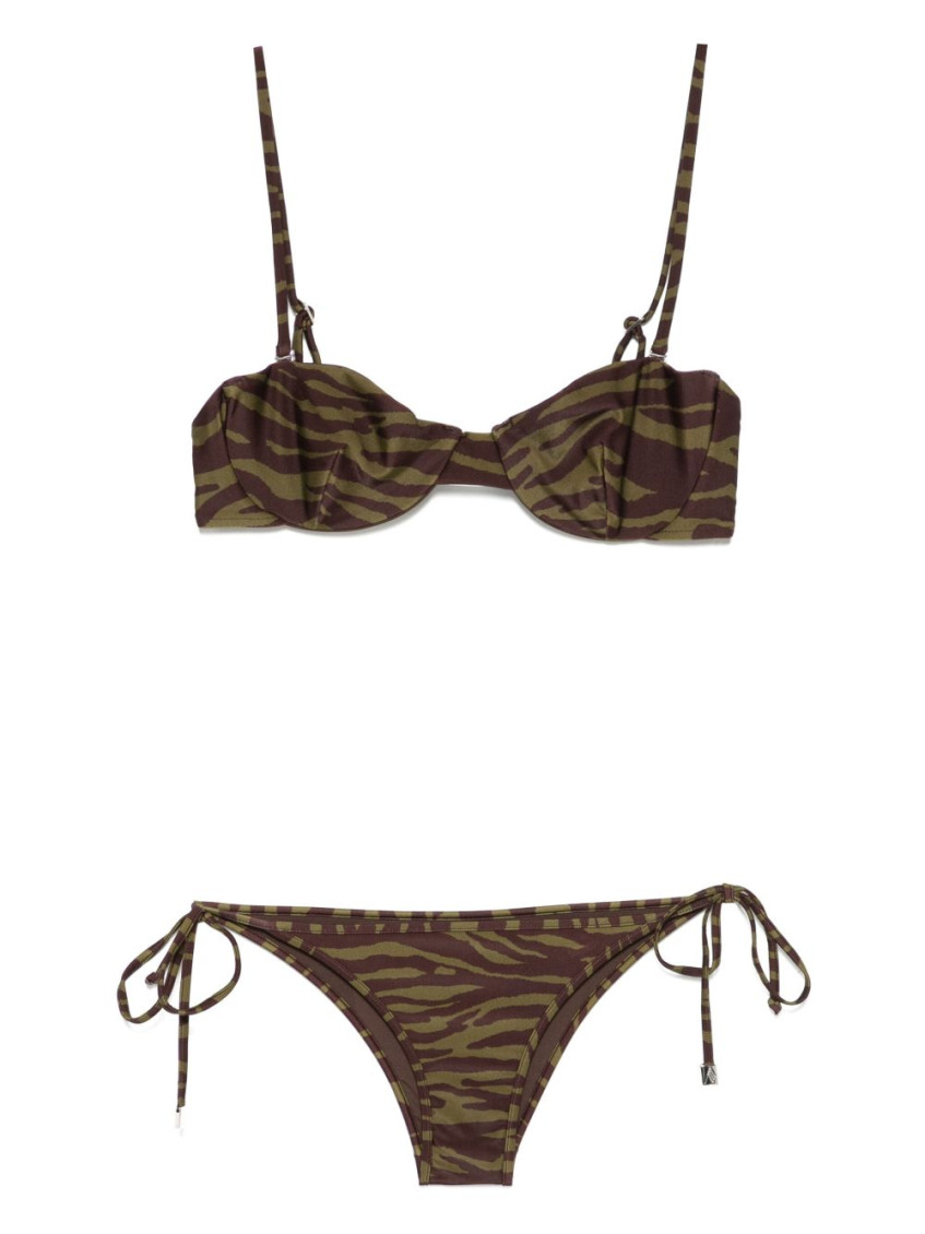 Attico Brown And Darck Green Bikini Set